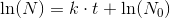 \ln(N)=k\cdot t+\ln(N_0)