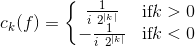 c_k(f)=\left\{\begin{matrix} \frac{1}{i \ 2^{|k|}}& \text{if} k >0 \\ -\frac{1}{i \ 2^{|k|}}& \text{if} k <0 \end{matrix}\right.