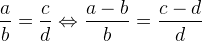 \frac{a}{b}=\frac{c}{d}\Leftrightarrow \frac{a-b}{b}=\frac{c-d}{d}