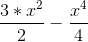 \frac{3*x^2}{2}-\frac{x^4}{4}