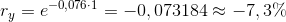 r_y=e^{-0,076\cdot 1}=-0,073184\approx -7,3\%
