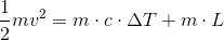 \frac{1}{2}mv^2=m\cdot c\cdot \Delta T+m\cdot L