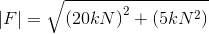 \left | F \right | = \sqrt{\left ( 20kN \right )^{2} + \left ( 5kN^{2} \right )}