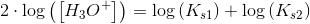2\cdot \log\left (\left [ H_3O^+ \right ] \right )=\log\left (K_{s1} \right )+\log\left (K_{s2} \right )