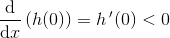 \frac{\mathrm{d} }{\mathrm{d} x}\left (h(0) \right )=h{\, }'(0)< 0