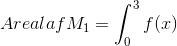 Areal af M_1=\int_{0}^{3}f(x)