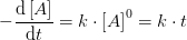 -\frac{\mathrm{d}\left [ A \right ] }{\mathrm{d} t}=k\cdot \left [ A \right ]^{0}=k\cdot t