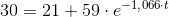 30=21+59\cdot e^{-1{,}066\cdot t}