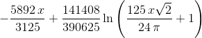 -{\frac {5892\,x}{3125}}+{\frac {141408}{390625}\ln \left( {\frac { 125\,x\sqrt {2}}{24\,\pi }}+1 \right) }