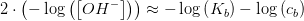 2\cdot\left (- \log\left (\left [OH^- \right ] \right ) \right )\approx -\log\left (K_b \right )- \log\left (c_b \right )
