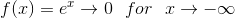 f(x)=e^x \rightarrow 0~~ for ~~ x\rightarrow -\infty
