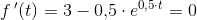 f{\, }'(t)=3-0{,}5\cdot e^{0,5\cdot t}=0