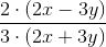 \frac{2\cdot (2x-3y)}{3\cdot (2x+3y)}