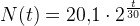 N(t)=20{,}1\cdot 2^{\frac{t}{30}}