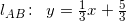 \small l_{AB}\! :\; \; y=\tfrac{1}{3}x+\tfrac{5}{3}