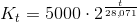 K_t=5000\cdot 2^\frac{t}{28{,}071}