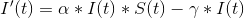 I'(t)=\alpha *I(t)*S(t)-\gamma *I(t)