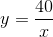 y=\frac{40}{x}