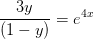 \frac{3y}{(1-y)}=e^{4x}