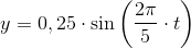 y=0,25\cdot \sin\left ( \frac{2\pi }{5}\cdot t \right )