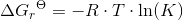 \Delta{ G_r}^\Theta =-R\cdot T\cdot \ln(K)