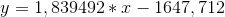 y=1,839492*x-1647,712