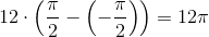 12\cdot \left ( \frac{\pi }{2}-\left ( -\frac{\pi }{2} \right ) \right )=12\pi