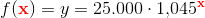 f(\mathbf{\color{Red} x})=y=25.000\cdot 1{,}045^\mathbf{\color{Red} x}