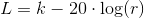 L=k-20\cdot \log(r)