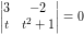 \small \small \begin{vmatrix} 3 &-2 \\ t& t^2+1 \end{vmatrix}=0