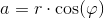 a=r\cdot \cos(\varphi )
