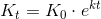 K_t=K_0\cdot e^{kt}