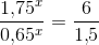 \frac{1{,}75^x}{0{,}65^x}=\frac{6}{1{,}5}