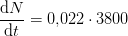 \frac{\mathrm{d}N }{\mathrm{d} t}=0{,}022\cdot 3800