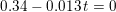 \small 0{.}34 -0{.}013\, t=0