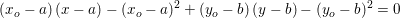 \small \left (x_o-a \right )(x-a)-(x_o-a)^2 +\left (y_o-b \right )(y-b)-(y_o-b)^2 =0