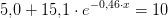5{,}0+15{,}1\cdot e^{-0{,}46\cdot x}=10
