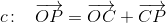 c\! :\; \; \; \overrightarrow{OP}=\overrightarrow{OC}+\overrightarrow{CP}