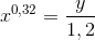 x^{0,32}=\frac{y}{1,2}