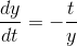 \frac{dy}{dt}=-\frac{t}{y}