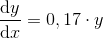 \frac{\mathrm{d}y }{\mathrm{d} x}=0,17\cdot y