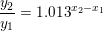 \small \frac{y_2}{y_1}=1{.}013^{x_2-x_1}