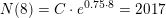 \small \small N(8)=C\cdot e^{0{.}75\cdot 8}=2017