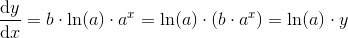 \frac{\mathrm{d} y}{\mathrm{d} x}=b\cdot \ln(a)\cdot a^x=\ln(a)\cdot (b\cdot a^x)=\ln(a)\cdot y