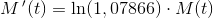 M{\, }'(t)=\ln(1,07866)\cdot M(t)