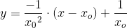 y=\frac{-1}{x{_{0}}^{2}}\cdot (x-x_o)+\frac{1}{x_o}