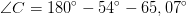\angle C=180^{\circ}-54^{\circ}-65,07^{\circ}