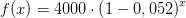 f(x)=4000\cdot \left ( 1-0,052 \right )^x