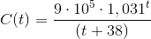 C(t)=\frac{9\cdot 10^5\cdot 1,031^{t}}{(t+38)}