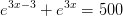 e^{3x-3}+e^{3x}=500